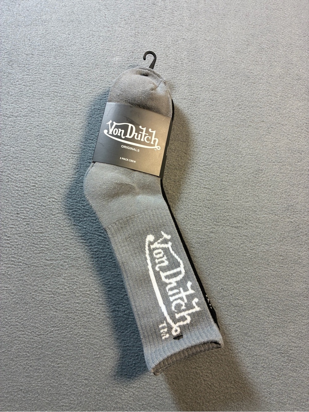 Von Dutch Gray Crew Socks with White Logo